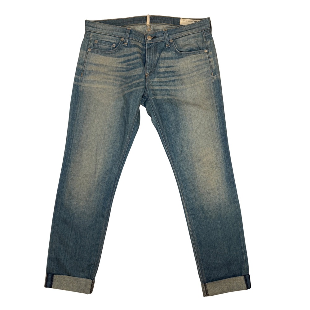 Rag & Bone The Dre Boyfriend Jeans Green Cast Blue Denim W1590K880 Size 28